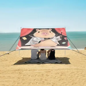 Cool Capybara Magician Beach Canopy Tent Anti-UV & Wind Resistant, Camping Sun Shelter Easy Setup Portable,Outdoor Shade Tents with Sandbags,Sand Shovels,Ground Pegs & Stability Poles