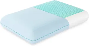 Cooling Memory Foam Pillow with Two-Sided Reversible Cover, Neck Support for Back, Stomach, and Side Sleepers, Washable Removable Cover, All-Season Comfort, Blue