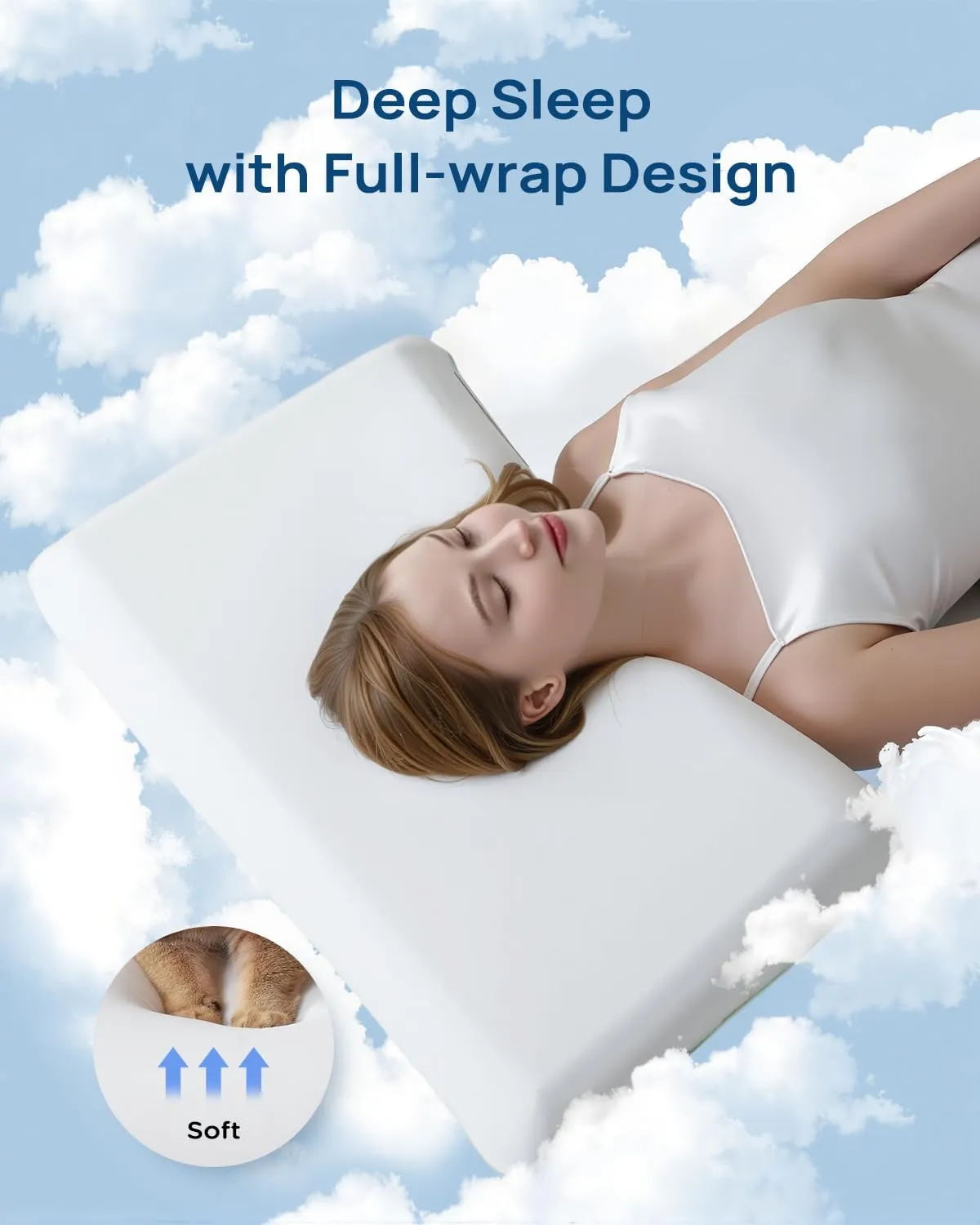 Cooling Soft Memory Foam Pillow, Cervical Neck Pillow for Side Sleepers, Back & Stomach Sleepers, Ergonomic Orthopedic Design for Neck Pain Relief and Deep Sleep, CertiPUR-US, White