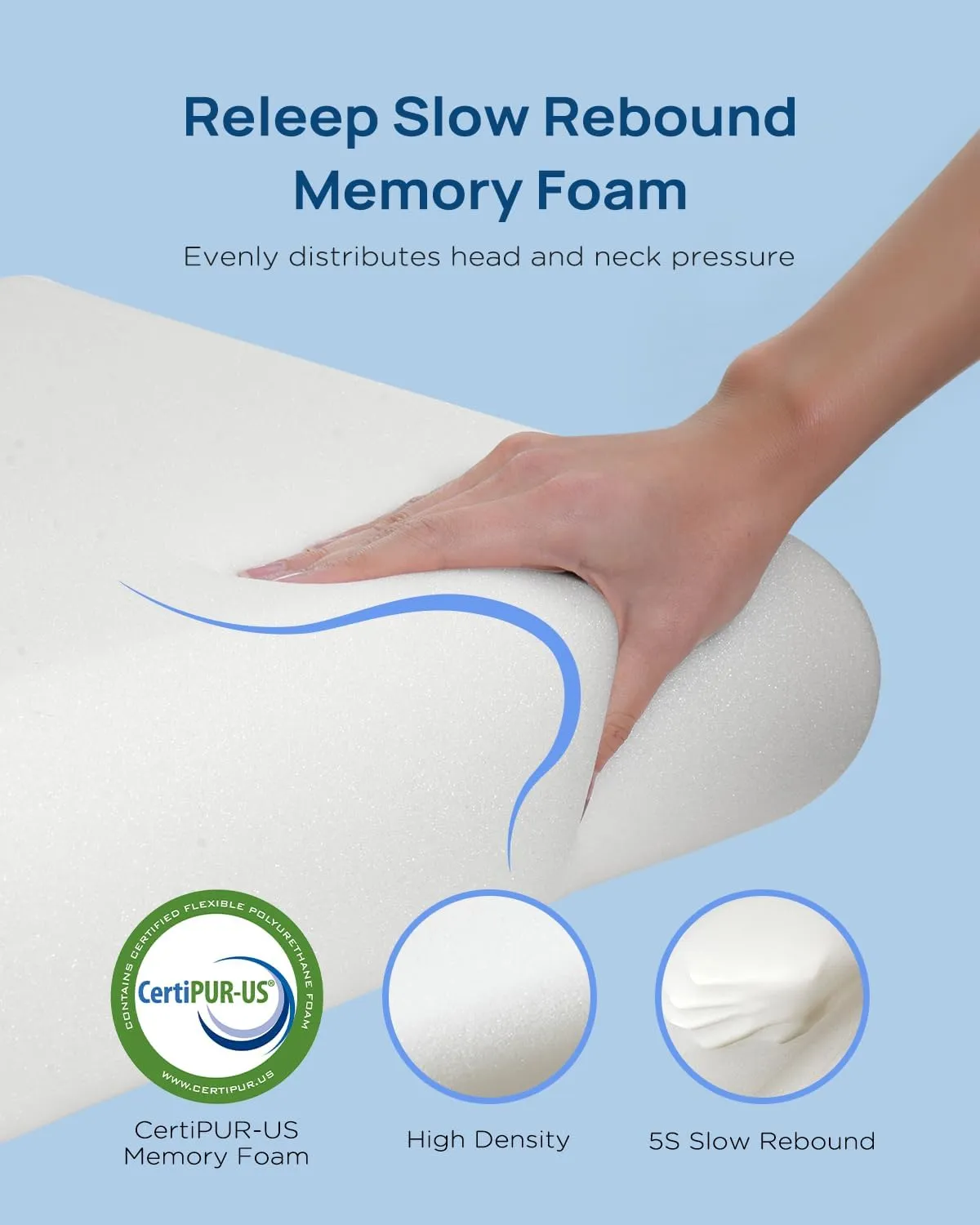 Cooling Soft Memory Foam Pillow, Cervical Neck Pillow for Side Sleepers, Back & Stomach Sleepers, Ergonomic Orthopedic Design for Neck Pain Relief and Deep Sleep, CertiPUR-US, White