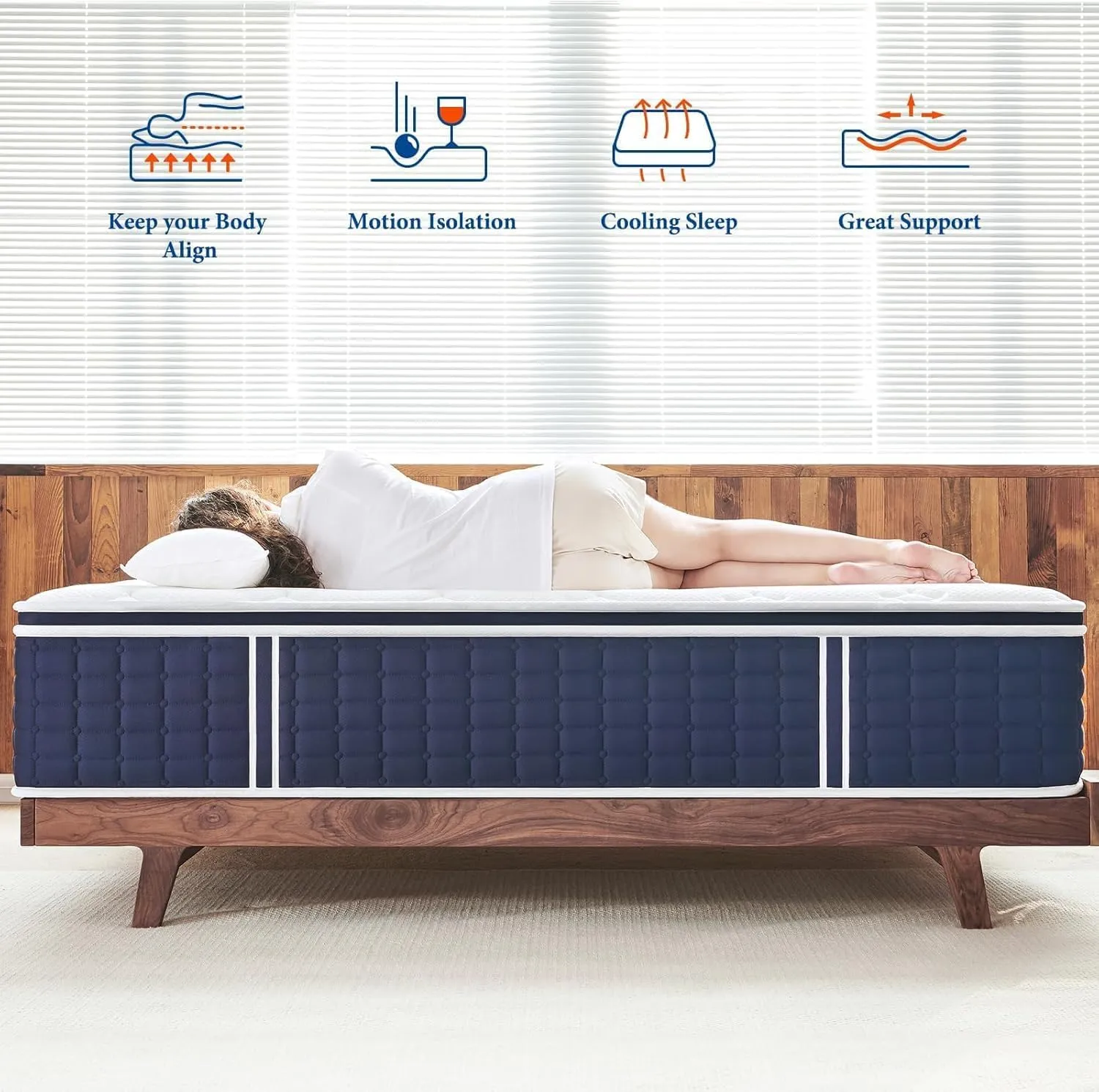Coolvie 14 Inch California King Mattress, Hybrid Cal King Mattresses in a Box, Medium Firm Feel, 4 Layer Premium Foam with Pocket Springs with Fiberglass Free, Best Mattress in a Box