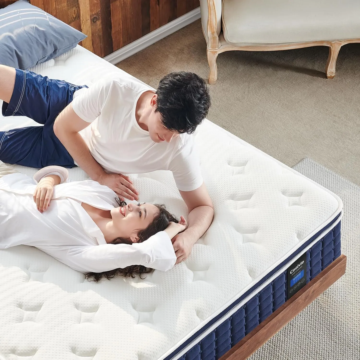 Coolvie 14 Inch California King Mattress, Hybrid Cal King Mattresses in a Box, Medium Firm Feel, 4 Layer Premium Foam with Pocket Springs with Fiberglass Free, Best Mattress in a Box
