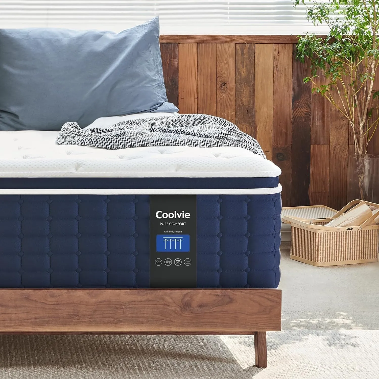 Coolvie 14 Inch California King Mattress, Hybrid Cal King Mattresses in a Box, Medium Firm Feel, 4 Layer Premium Foam with Pocket Springs with Fiberglass Free, Best Mattress in a Box