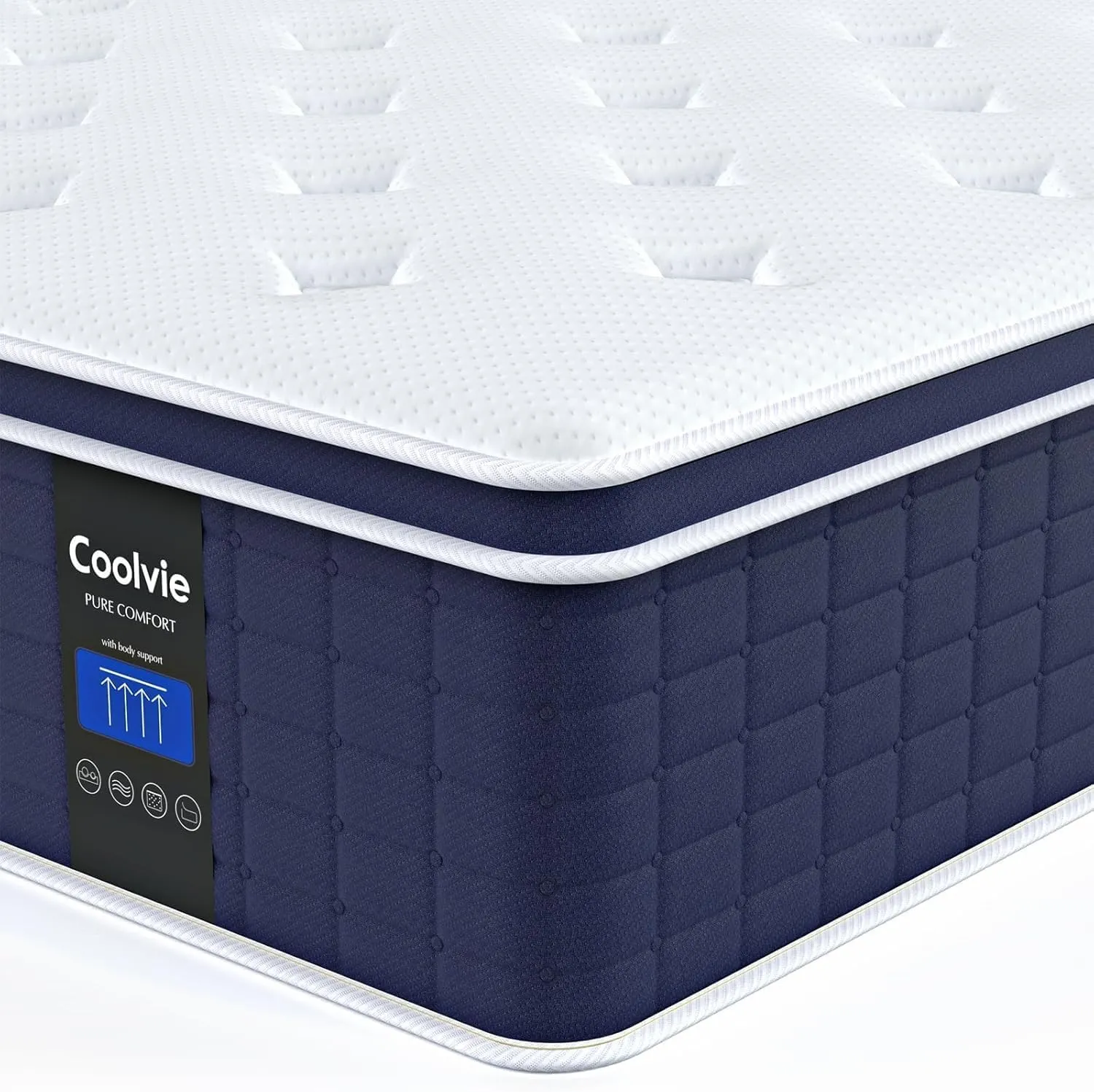 Coolvie 14 Inch California King Mattress, Hybrid Cal King Mattresses in a Box, Medium Firm Feel, 4 Layer Premium Foam with Pocket Springs with Fiberglass Free, Best Mattress in a Box