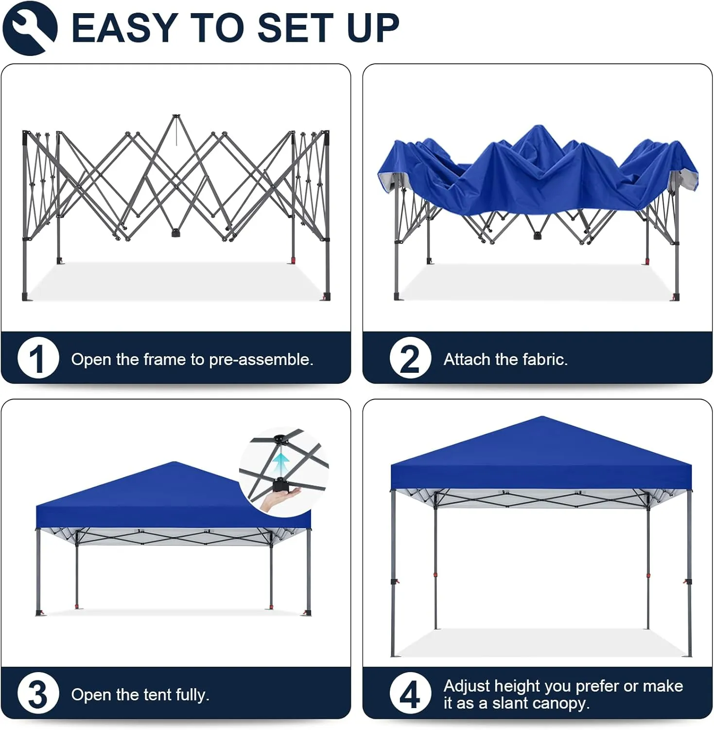 COOSHADE Easy Pop Up Canopy Tent 8X8Ft(RoyalBlue)