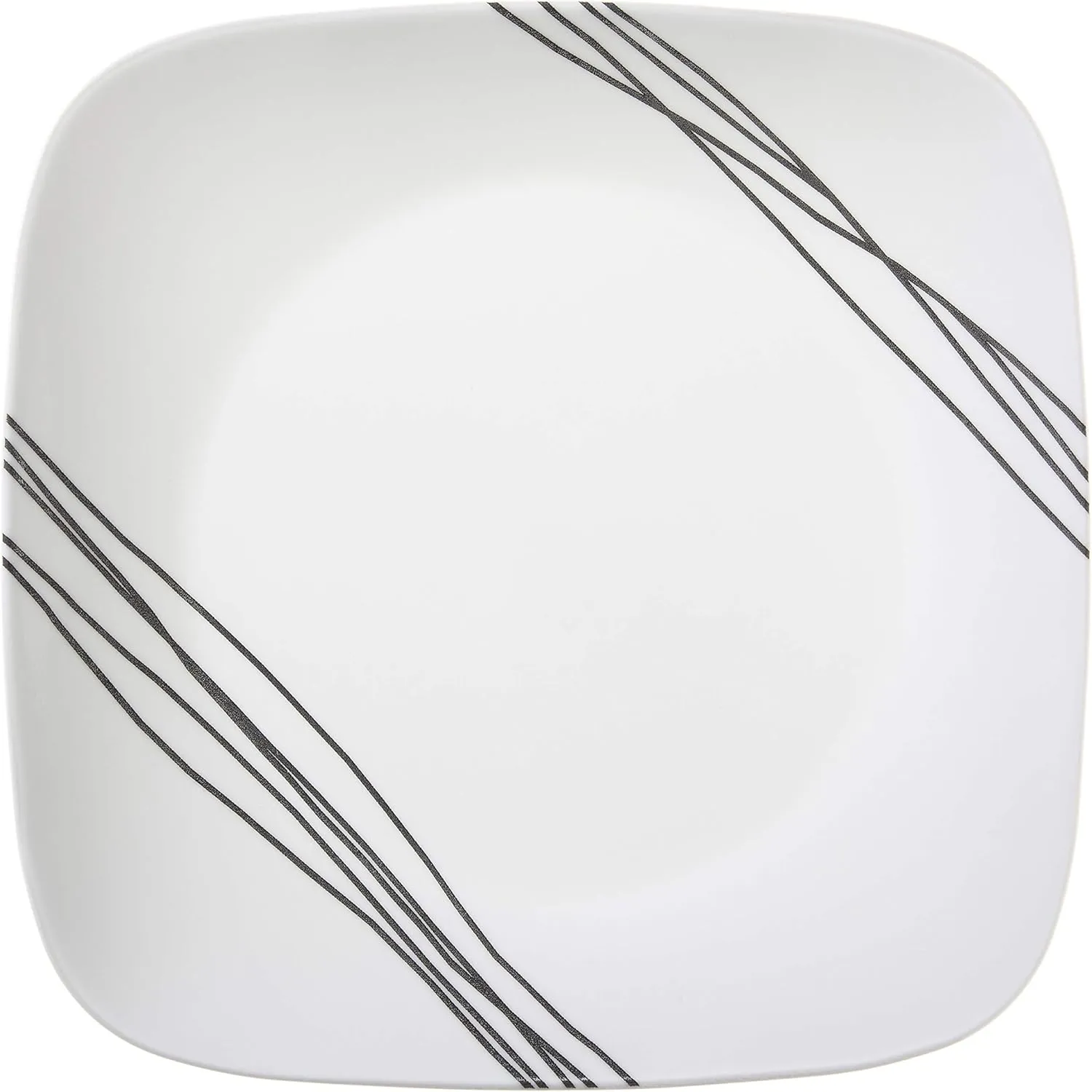Corelle Vitrelle 18-Piece Service for 6 Dinnerware Set, Triple Layer Glass and Chip Resistant, Lightweight Square Plates and Bowls Set, Simple Sketch