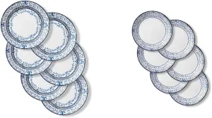 Corelle Vitrelle 6-Piece Dinner & Salad Plates Set, 9-Inch Lightweight Round Plates, Portofino