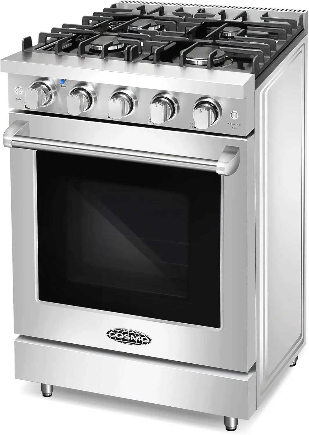 COSMO COS-EPGR244 24 in. Haven Collection 3.73 cu. ft. Gas Range with 4 Sealed Burners, Cast Iron Grates, Convection Oven, Stainless Steel