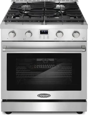 COSMO COS-GRC304KB 30 in. Lumin Collection 4.8 cu. ft Range with 4 Sealed Gas Burners and Convection Oven in Stainless Steel