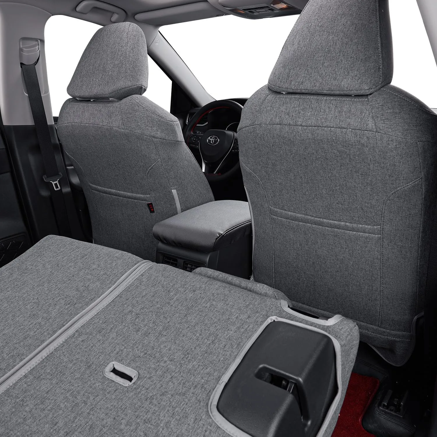 coverdream Corolla Cross Seat Covers Custom Fit for 2022-2024 2025 Toyota Corolla Cross L,LE,XLE (Non-Hybrid),Full Coverage,Airbag Compatible Polyester Car Seat Protector (Full Set,Gray)