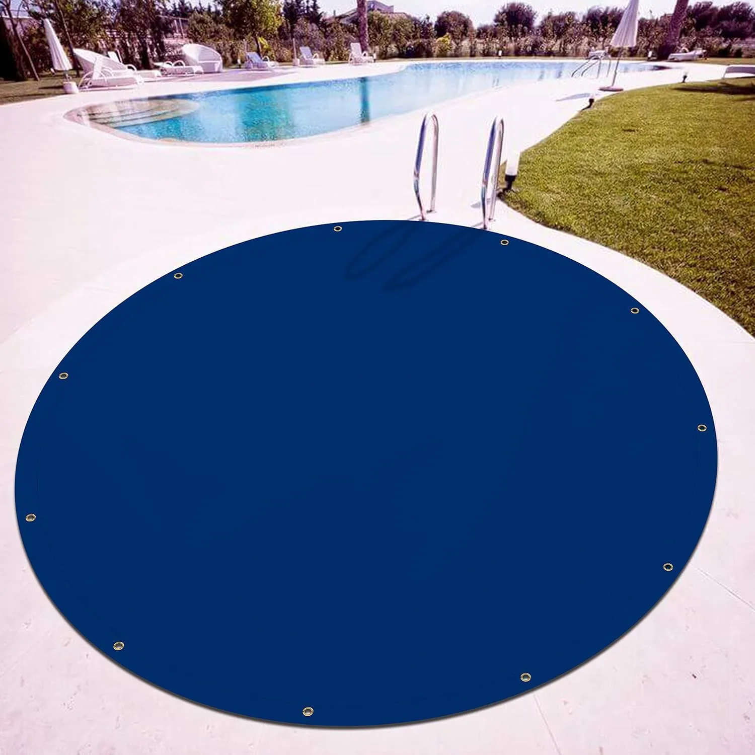Covers & All Tarp Waterproof, 18 Oz PVC Polyester Hot Tub Cover with Grommets, Tear & UV Resistant, Multipurpose Use – Patio, Garden Equipment, Sports Fields, Pet House, Tent (10ft Dia, Blue)