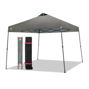 CROWN SHADES 9x9 Pop Up Canopy - Beach Tent with One Push Setup - Easy Outdoor Sun Shade for Events, Parties, Camping - Gazebo with STO-N-Go Cover Bag, Silver Coated Top, Gray