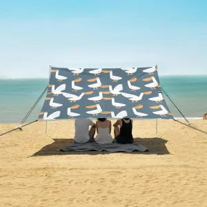 Cute Cartoon Pelicans Beach Camping Tent Sun Shelter for Whole Family, Beach Shade Canopy with UPF50  UV Protection,Easy Set Up and Carry,Outdoor Shade for Trips, Fishing, Backyard Fun Picnics