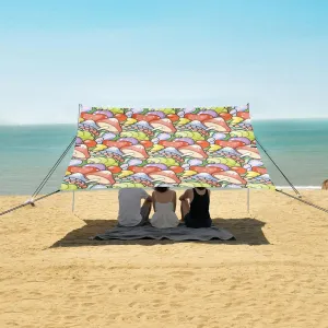 Cute Forest Mushrooms Beach Camping Tent Sun Shelter for Whole Family, Beach Shade Canopy with UPF50  UV Protection,Easy Set Up and Carry,Outdoor Shade for Trips, Fishing, Backyard Fun Picnics