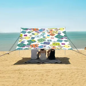 Cute Game Dice Beach Camping Tent Sun Shelter for Whole Family, Beach Shade Canopy with UPF50  UV Protection,Easy Set Up and Carry,Outdoor Shade for Trips, Fishing, Backyard Fun Picnics