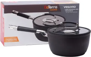 DaTerra Cucina - 2.6 Qt Nonstick Ceramic Saucepan with Lid – Induction Compatible Cooking Pot, Nonstick Ceramic Sauce Pan for Soup, Pasta, Milk, and More, Medium Size for Kitchen, Oven Safe