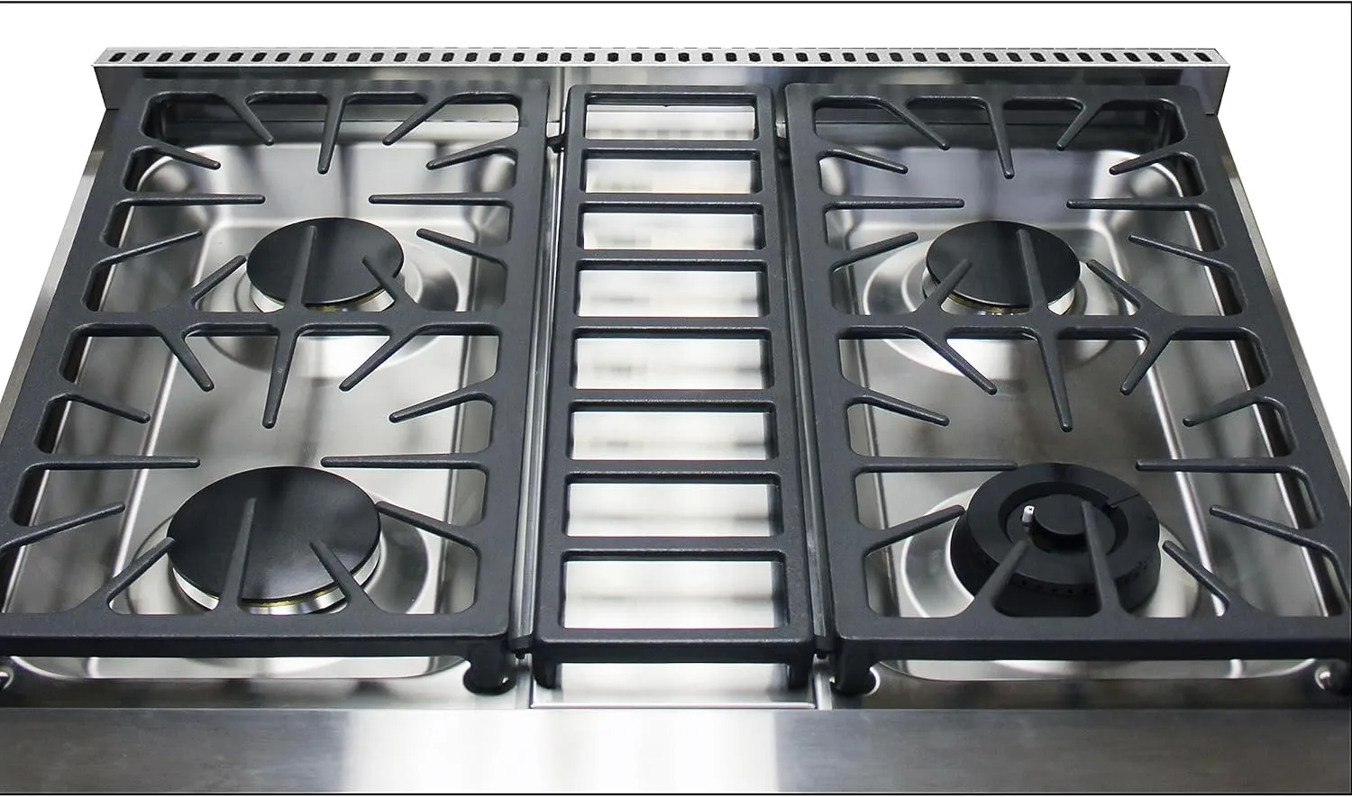 DE300GRTSS Gas Range with 4 Burner Cooktop Freestanding 30-Inch with Porcelain Convection Oven and Broil Function, Continuous Grates with Stainless Steel Construction, Metallic