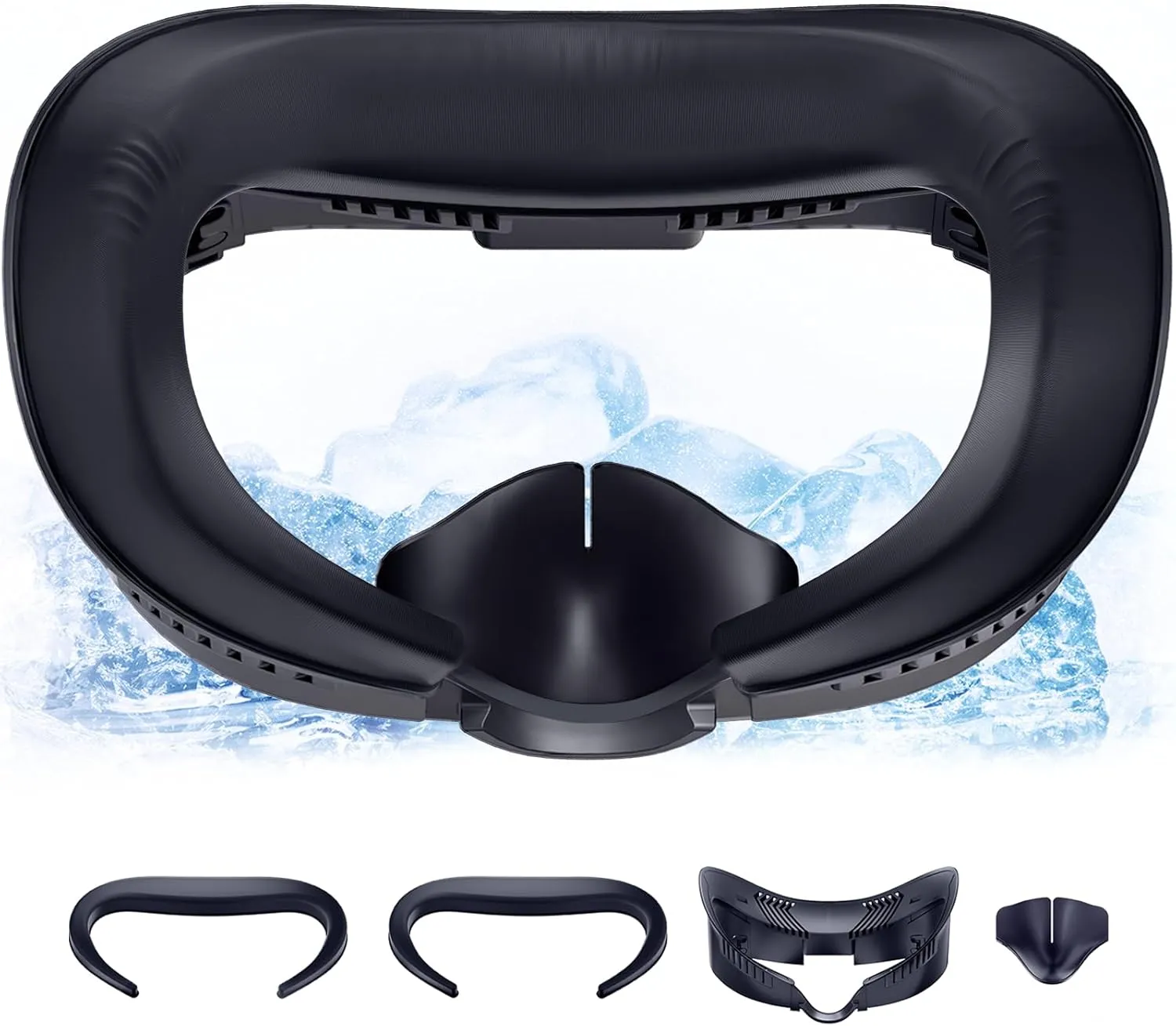 DESTEK Cooling Face Pad Facial Interface Compatible with Meta/Oculus Quest 3, Includes Two Replacement Ice Silk and Cool Ice Gel Face Cushions – Adjustable Bracket, NOT Compatible with Meta Quest 3S