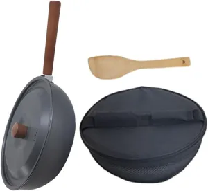 Detachable Camping Cooking Pot Nonstick Aluminum Fry Pan Wooden Handle Perfect for Outdoor Cooking Hiking Camping Barbecue