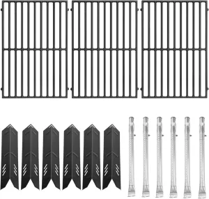 DGB610SSP Grill Parts Kit for Dyna Glo DGF600SSP 6 Burner Gas Grills, Cast Iron Grates, Heat Plate Shield Flame Tamer Burner Tube Replacement for Dyna Glo 70-01-296 70-01-608 70-01-179 70-01-282