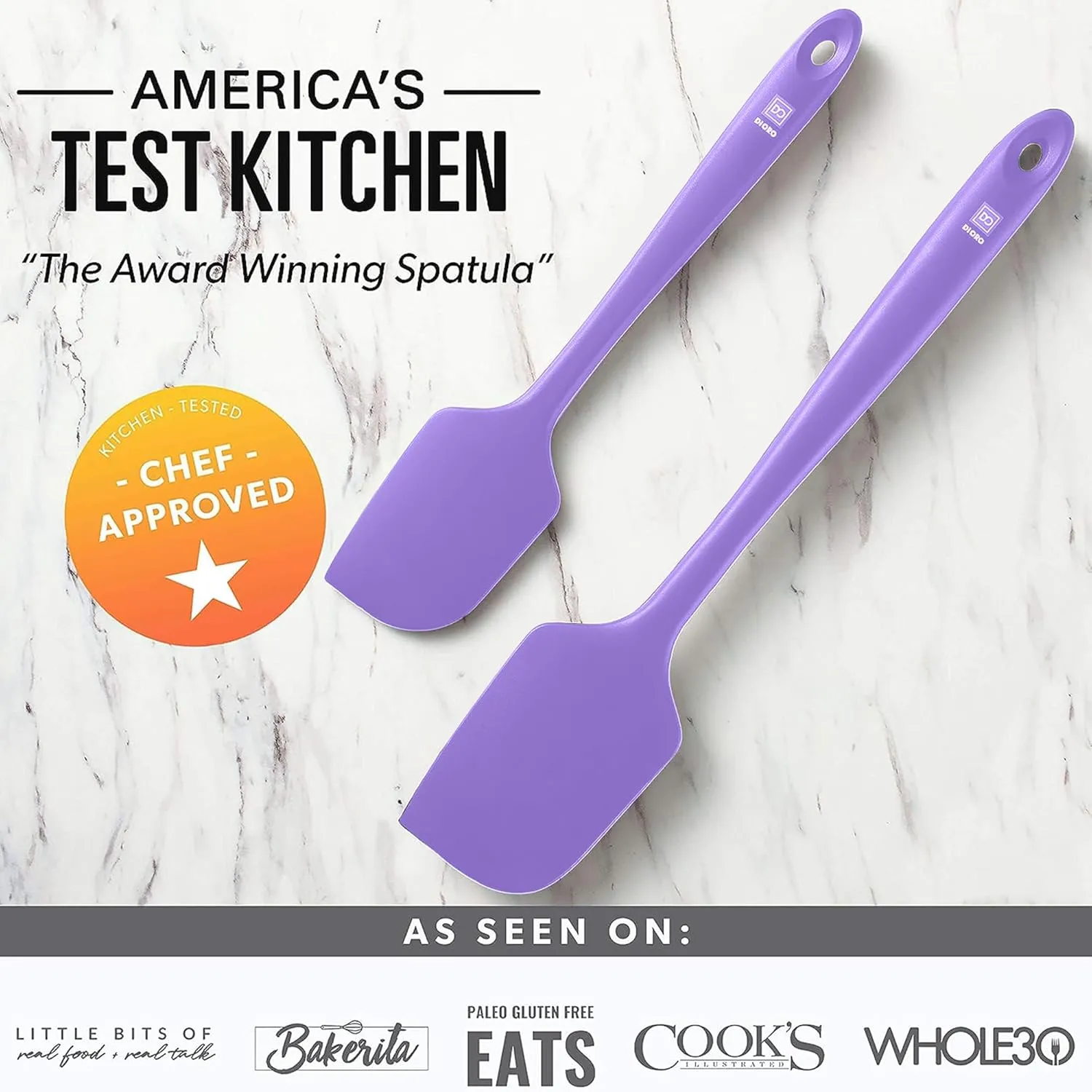 DI ORO Silicone Spatula Set - Rubber Kitchen Spatulas for Baking, Cooking, & Mixing - 600°F Heat-Resistant & BPA Free Silicone Scraper Spatulas for Nonstick Cookware - Dishwasher Safe (5pc, Lavender)