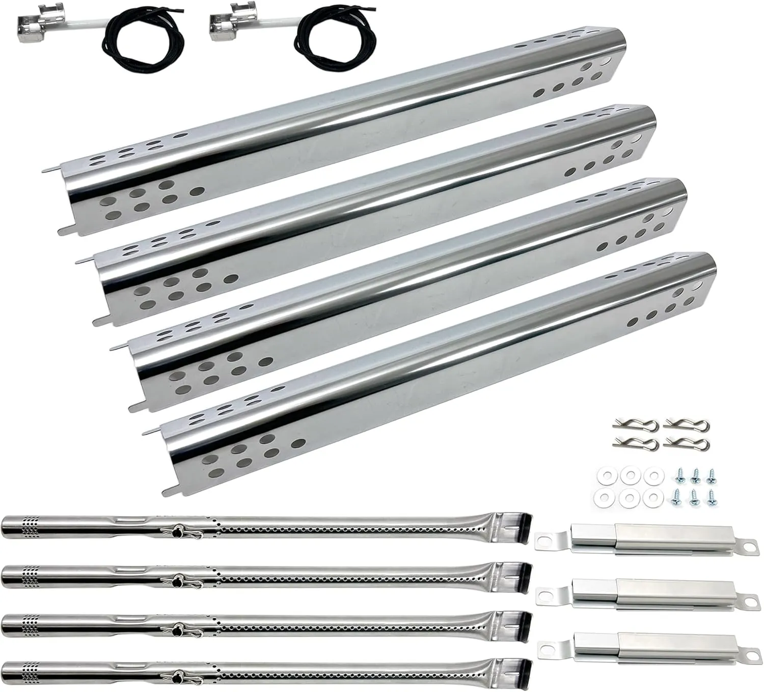 Direct Store DG272 Replacement Kits for Charbroil Advantage Series 4 Burner 463344116 466344116 G4328M00W G3610003W1 Gas Grills Burner Tube Pipe, Heat Plate Shield, Adjustable Crossover Tube, 4pk