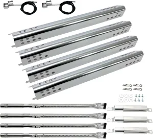 Direct Store DG272 Replacement Kits for Charbroil Advantage Series 4 Burner 463344116 466344116 G4328M00W G3610003W1 Gas Grills Burner Tube Pipe, Heat Plate Shield, Adjustable Crossover Tube, 4pk