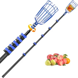 DOBEN 24FT Carbon Fiber Fruit Picker Pole with Basket Telescoping, Apple Picker with Handle, Fruit Tree Picker Tool for Getting Fruits Lemons Apples Guavas Avocados Pears Mangoes Oranges