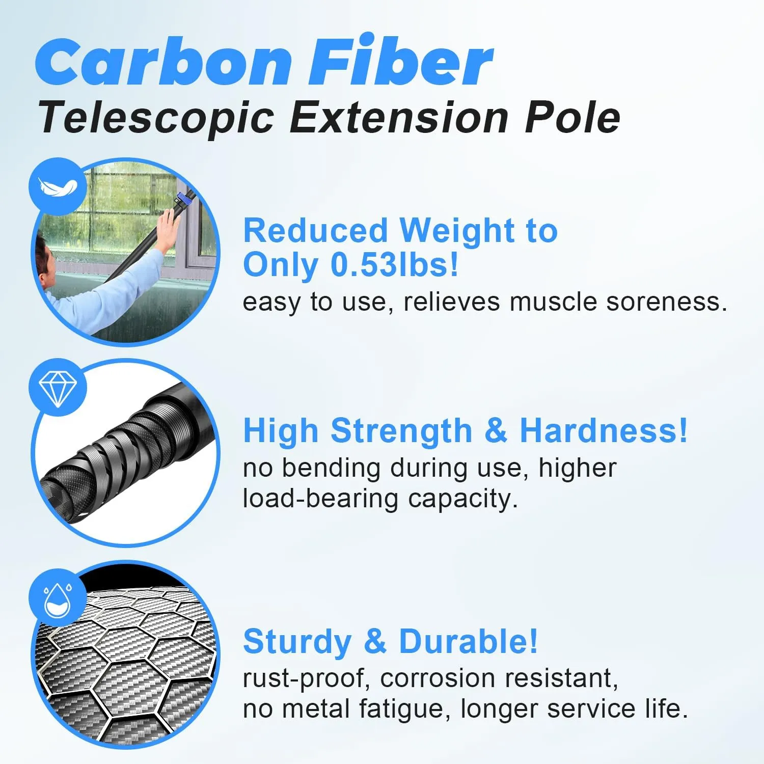 DOBEN Carbon Fiber Telescoping Boat Hook, Boat Hooks for Docking with Telescoping Extension Pole, Lightweight and Sturdy Push Pole with 3/4" Thread Boating Accessories