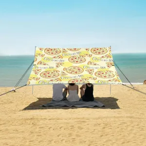 Doodle Style Pizza Slice Beach Camping Tent Sun Shelter for Whole Family, Beach Shade Canopy with UPF50  UV Protection,Easy Set Up and Carry,Outdoor Shade for Trips, Fishing, Backyard Fun Picni