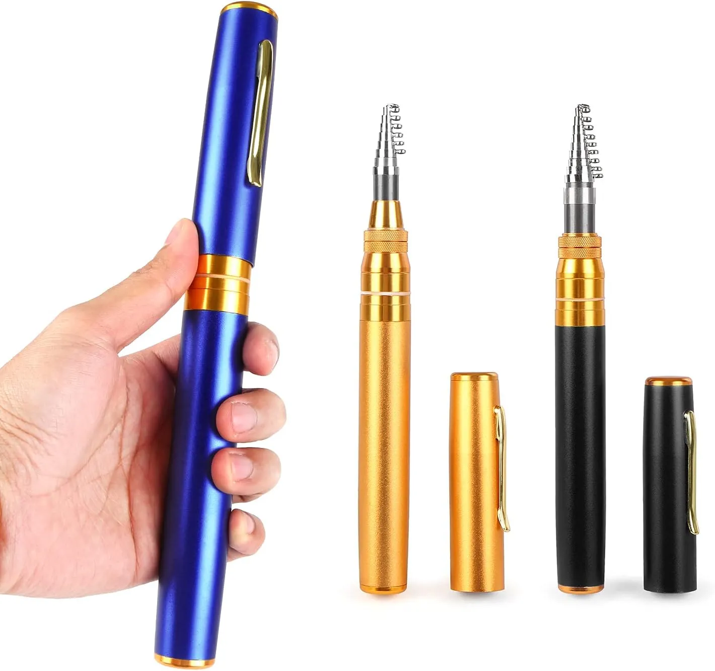 doorslay Pocket Collapsible Fishing Rod Reel Combo Mini Fishing Rod Pen Fishing Rod Kit Pen Portable Telescopic Fishing Rod with Spinning Reel Fishing Rod Reel Combo kit for Saltwater Freshwater Sea