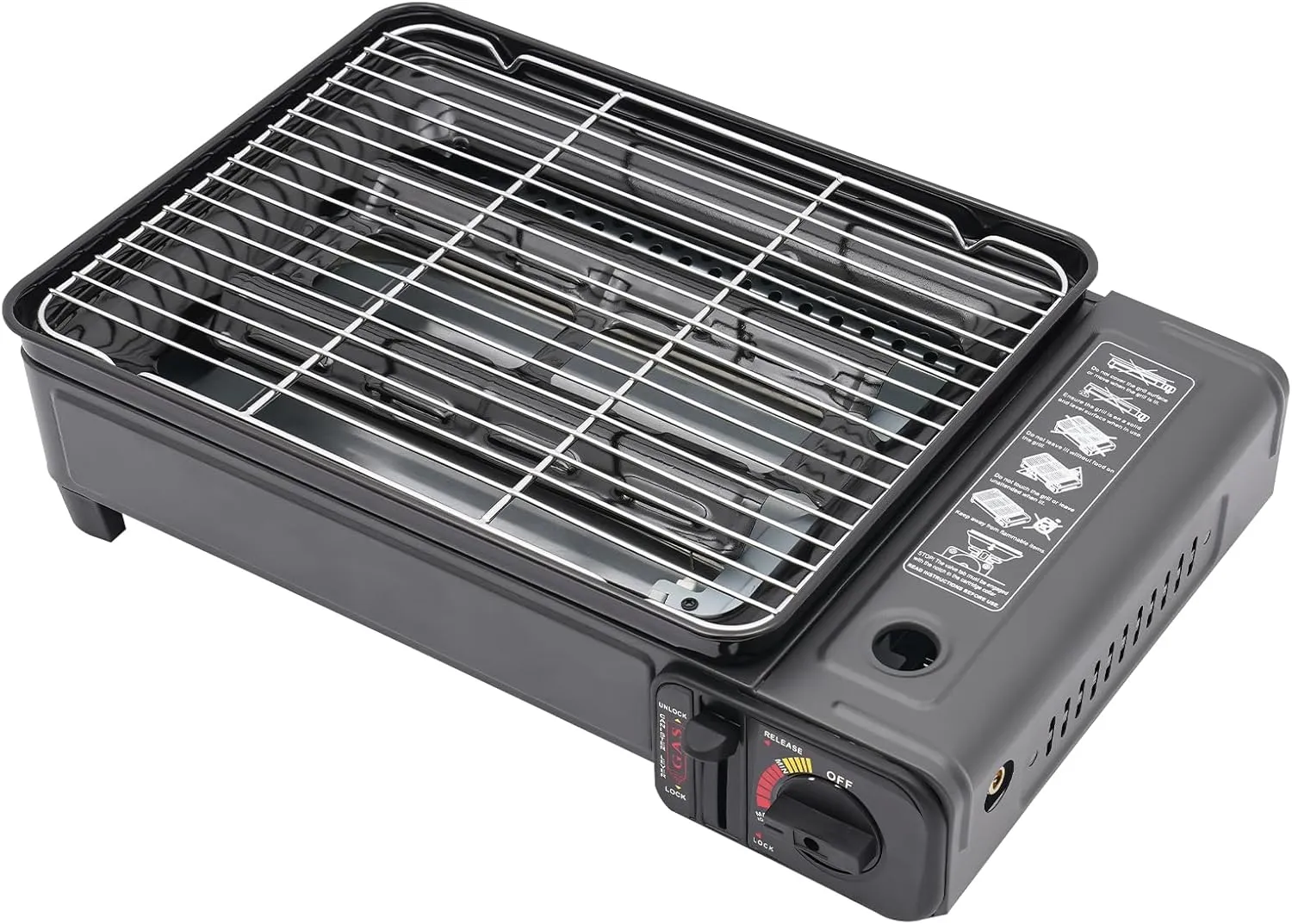 Double Burner Butane Stove Gas Grill Butane Stove Tabletop BBQ Grill Portable Auto Ignition Camping Burner for Camping, Traveling, Trekking, and Outdoor Cooking