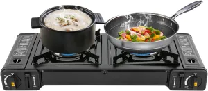 Double Burner Camping Stove Portable Auto Ignition Cooktop Burner for Outdoor Camping