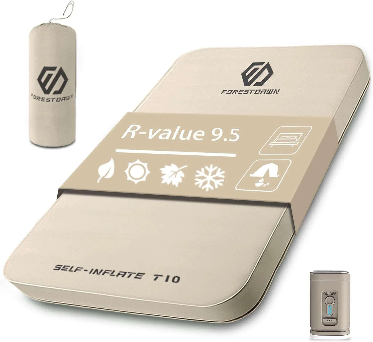 Double Self Inflating Sleeping Pad,4" Extra Thick Memory Foam Camping Pad, 60S Fast Air Self-Inflating Camping Mattress Pads, 4 Season Sleeping Mat for Camping Rooftop Tent Car Truck Van