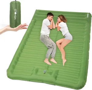 Double Sleeping Pad for Camping, 4.72" Extra-Thick & 53.5" Extra-Wide for 2 Person Self-Inflating Sleeping Mats Built-in Foot Pump Inflatable Sleeping Mat for Backpacking, Hiking, Tent