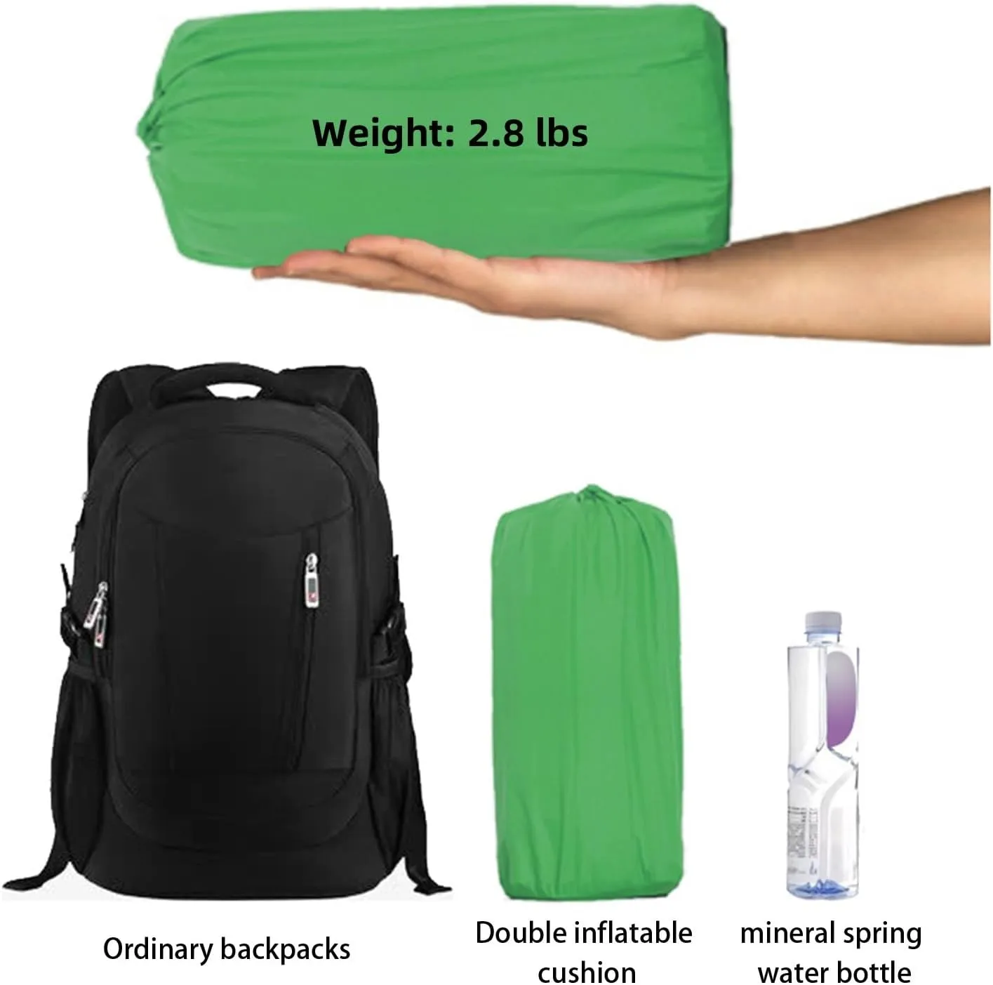Double Sleeping Pad for Camping, Ultra-Light Inflatable Camping Mattress with Pillow, for Backpacking Hiking Car Traveling Beach(Color:Green)