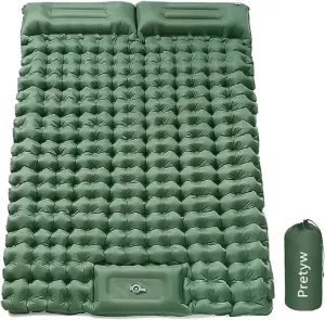 Double Sleeping Pad for Camping, Ultralight Camping Mattress with Pillow, Built-in Foot Pump, Thick Self-Inflatable 2-Person Portable Camping Mat for Backpacking Hiking Car Traveling Beach Tent