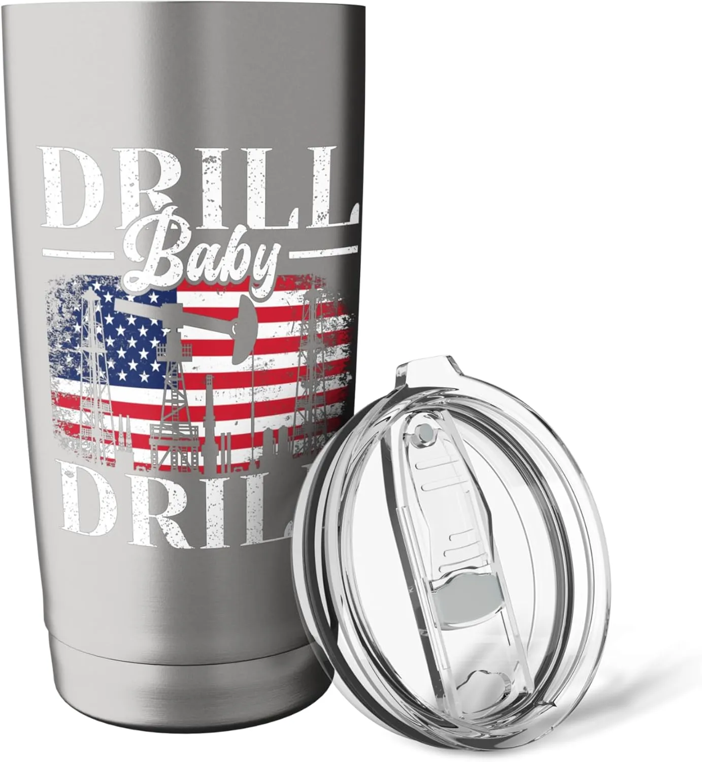 Drill Baby Drill Oil Rig Gas Workers Oilfield Worker Stainless Steel Insulated Tumbler