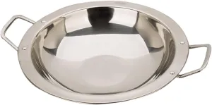 Dry Pot Flat Bottom Wok Pan Wok for Induction Kitchen Frying Wok Metal Stock Pot Stainless Paella Pan Non-Stick Paella Pan Wok Frying Pan Seafood Spaghetti Stainless Steel, Silver 26X26X5.5CM