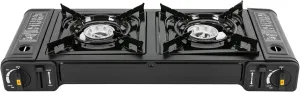 Dual Burner Portable Camping Stove, 2 Burners Butane Stove With Detachable Pot Rack, Auto Ignition Camping Double Burner For Camping, Traveling, Hiking, Picnicking, Terrace Barbecue Parties