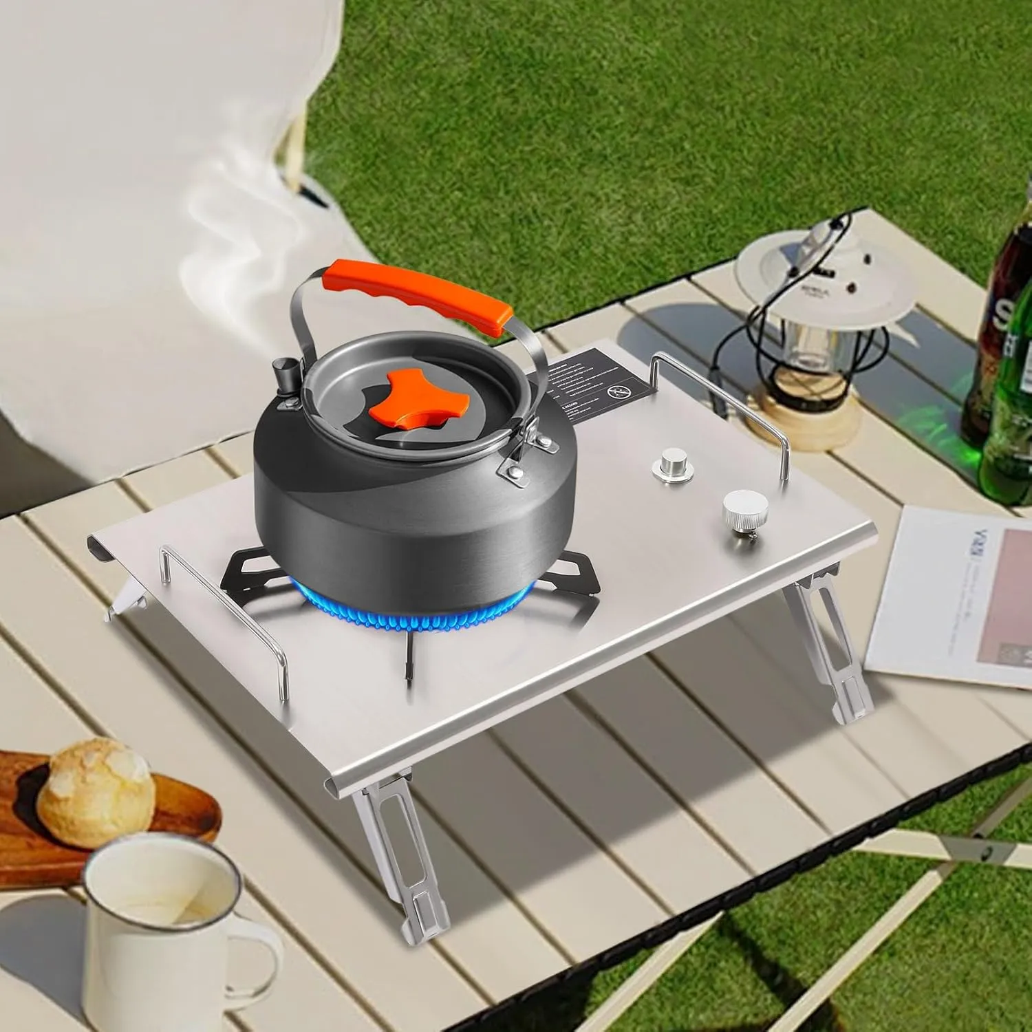 DYRABREST Portable Gas Stove 1 Burner Outdoor Propane Gas Stove 13000 BTUs Gas Cooker Electronic Ignition Propane Burner with Storage Bag for Outdoor Camping Grill, Hiking Cooking, Backyard Kitchen