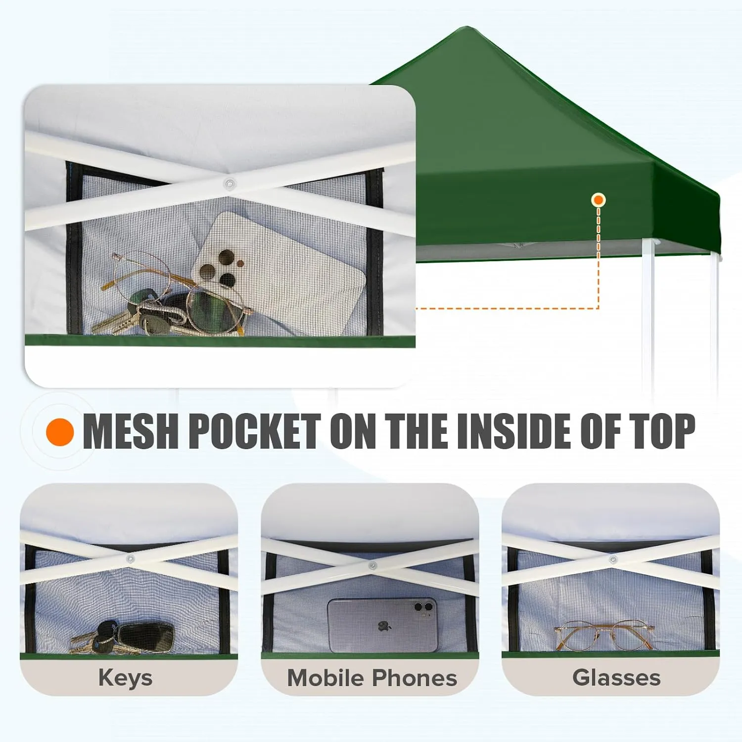 EAGLE PEAK 5x5 Pop Up Canopy Tent Instant Outdoor Canopy Easy Set-up Straight Leg Folding Shelter, Green