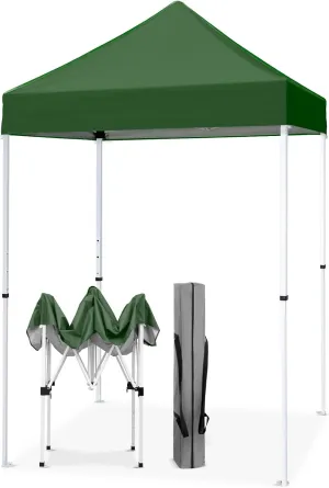 EAGLE PEAK 5x5 Pop Up Canopy Tent Instant Outdoor Canopy Easy Set-up Straight Leg Folding Shelter, Green