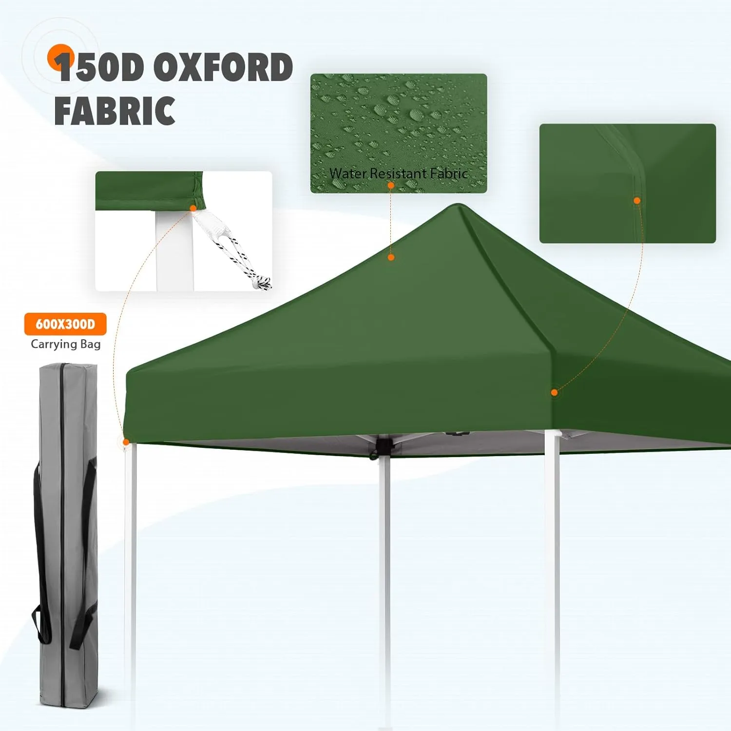EAGLE PEAK 5x5 Pop Up Canopy Tent Instant Outdoor Canopy Easy Set-up Straight Leg Folding Shelter, Green