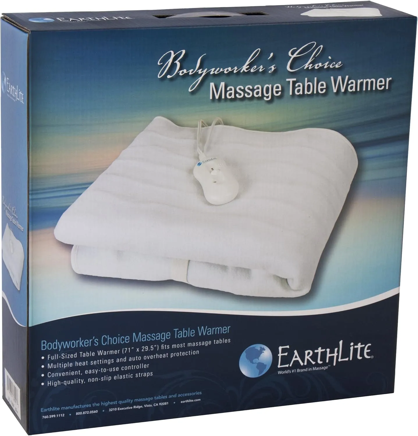 EarthLite Durable Jumbo Massage Bolster with Zippered Vinyl Cover and Strap Handle, Mystic Blue, 26 x 9 Inches