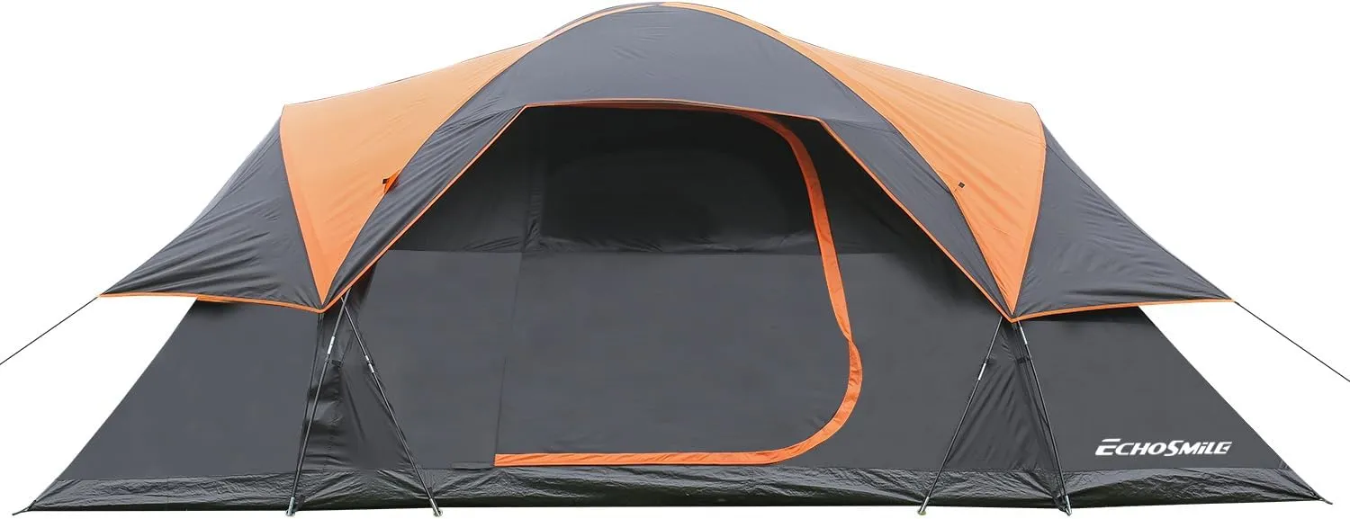EchoSmile 8-Person Camping Tent – Waterproof Windproof Tent with Rainfly Easy Set up