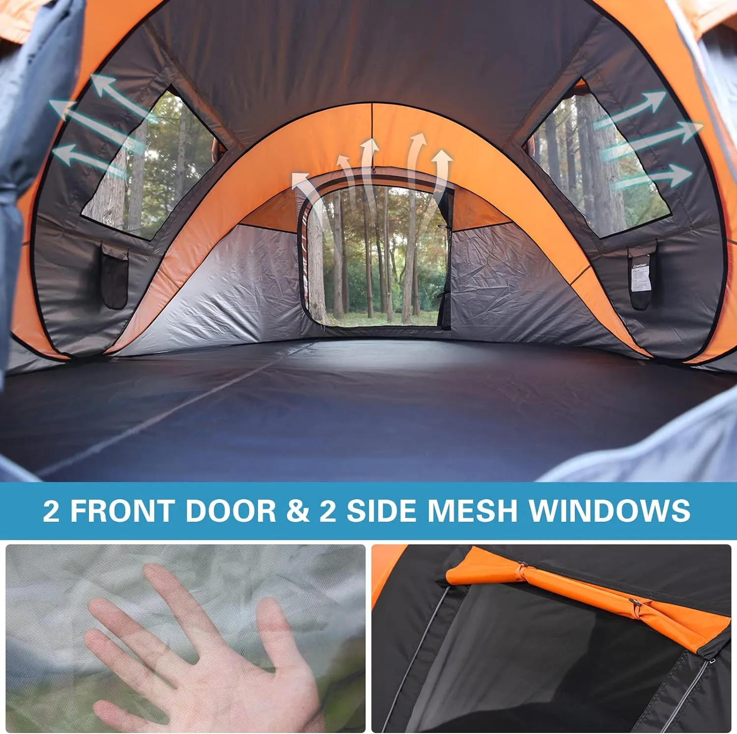 EchoSmile Camping Instant Pop Up Tent, 2/4/6/8/10 Person, Water Resistant Dome, Easy Setup for Camping Hiking and Outdoor, Portable with Carry Bag, 3 Season
