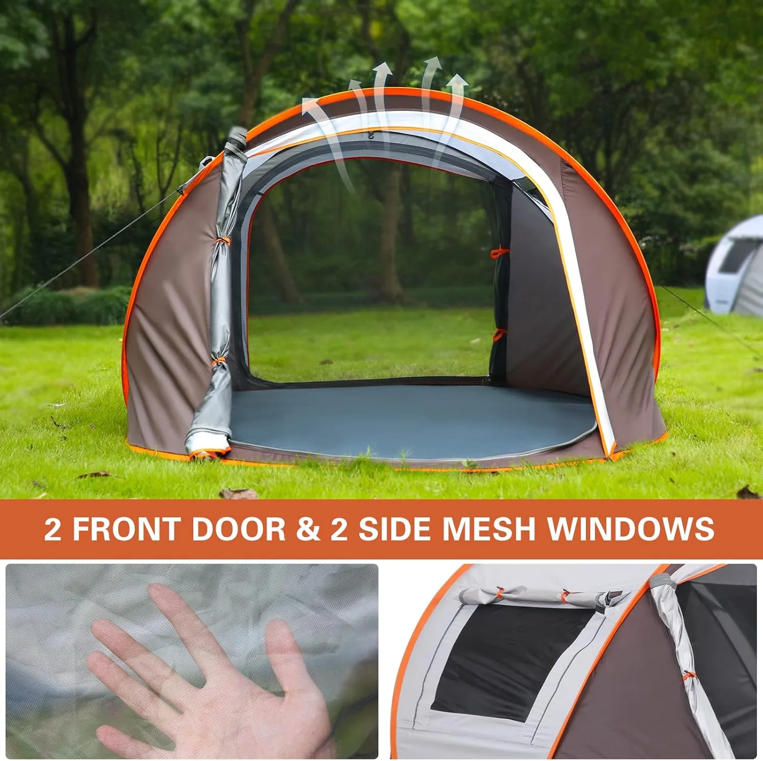 EchoSmile Camping Instant Pop Up Tent, 2/4/6/8/10 Person, Water Resistant Dome, Easy Setup for Camping Hiking and Outdoor, Portable with Carry Bag, 3 Season
