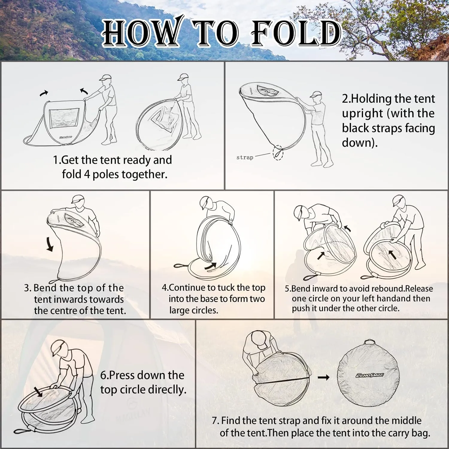 EchoSmile Camping Instant Pop Up Tent, 2/4/6/8/10 Person, Water Resistant Dome, Easy Setup for Camping Hiking and Outdoor, Portable with Carry Bag, 3 Season