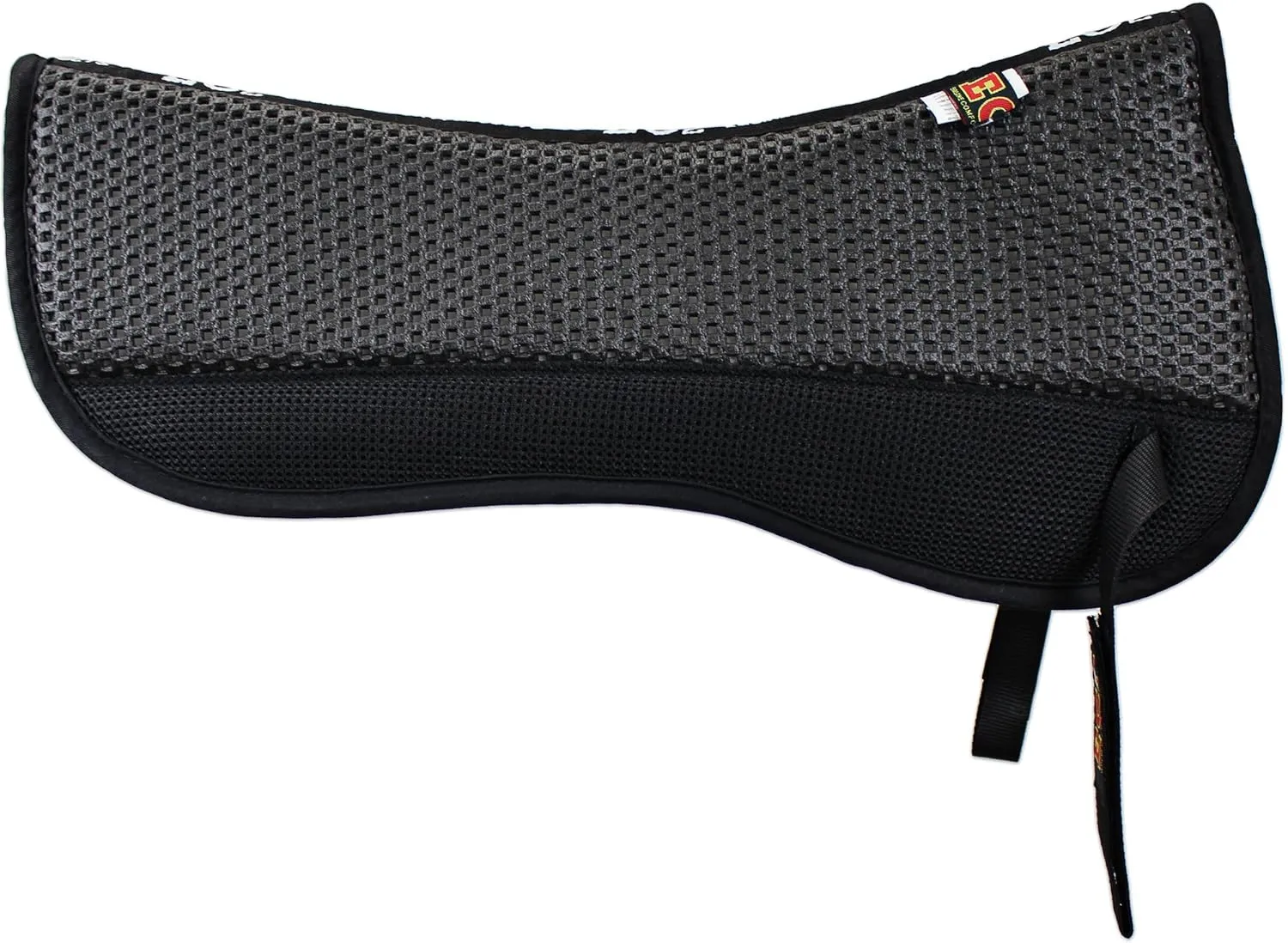 ECP Equine Comfort Products Grip Tech Non Slip Half Saddle Pad for Horses, Breathable, Shock Absorbing, Compression Foam with Cotton Lining, English Riding Pad for Jumping, Training & Eventing, Black